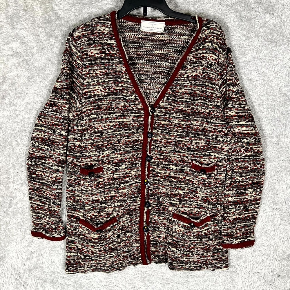 Vintage Brenda French Cardigan Sweater Womens Medium Multicolor USA Made V‎ Neck